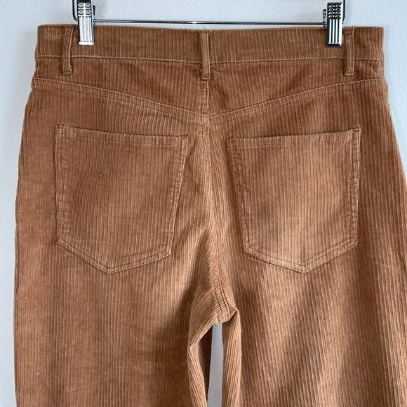Express High Waisted Rise Cropped Wide Leg Camel Tan Brown Corduroy Pant Sz 6 - Picture 5 of 8